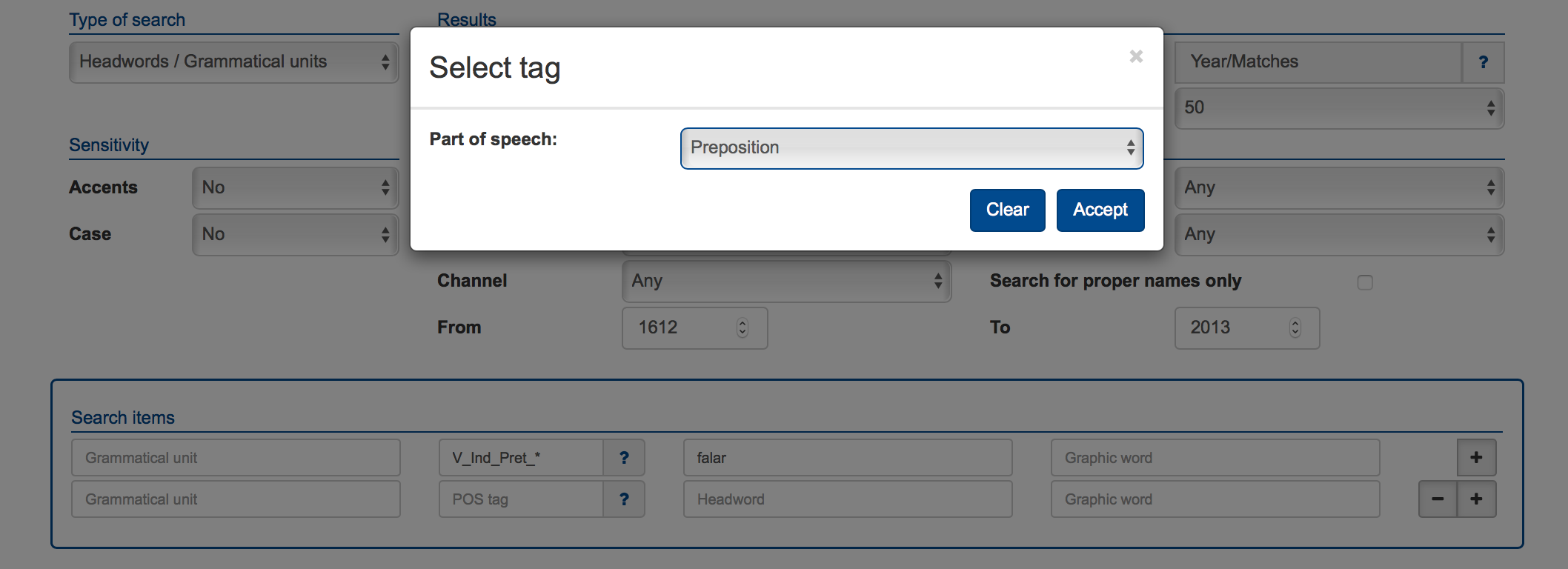 En tag search selector prep