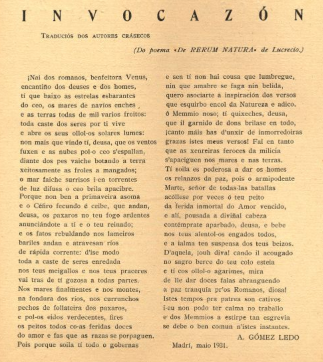 Sobre a natureza das cousas 1, 1-43 Sobre a natureza das cousas 1, 1-43